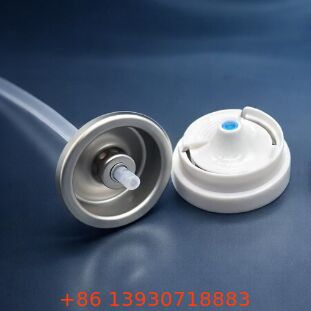 Deodorant spreyi uygulamaları için plastik aktüatör ve ayarlanabilir nozzle ile bir inçlik aerosol dağıtım valfi