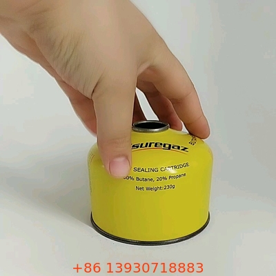 Kamp ve açık hava yemek için yüksek verimlilikli propan butan gaz kutuları 230g kapasite